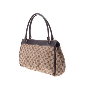 Gucci GG leather Beige Tan Black bag tote canvas ring